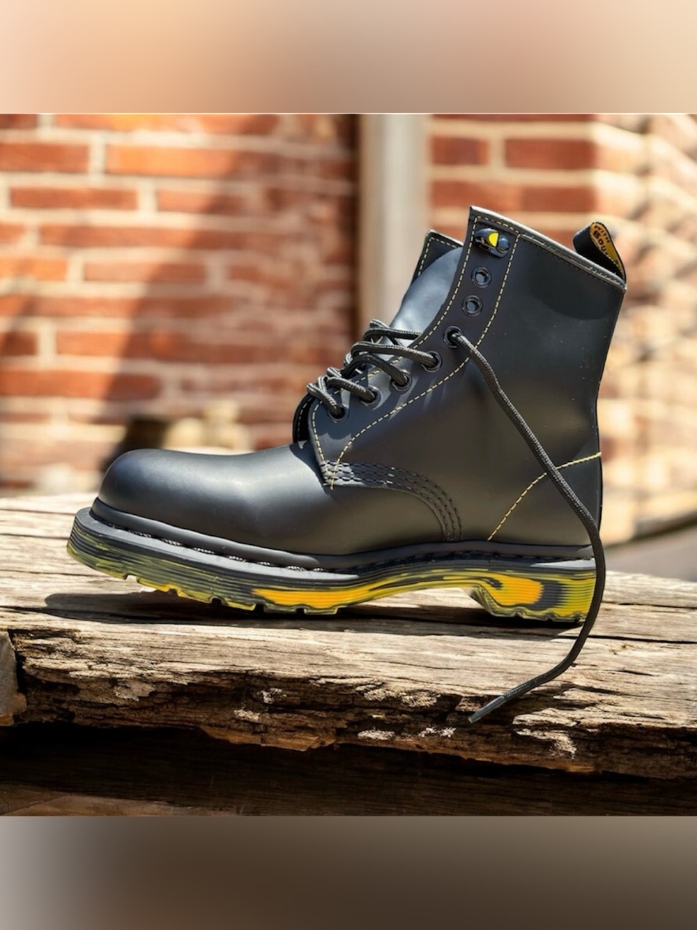 Dr. Martens Smooth Black Leather 1460 Marbled Sole Boots